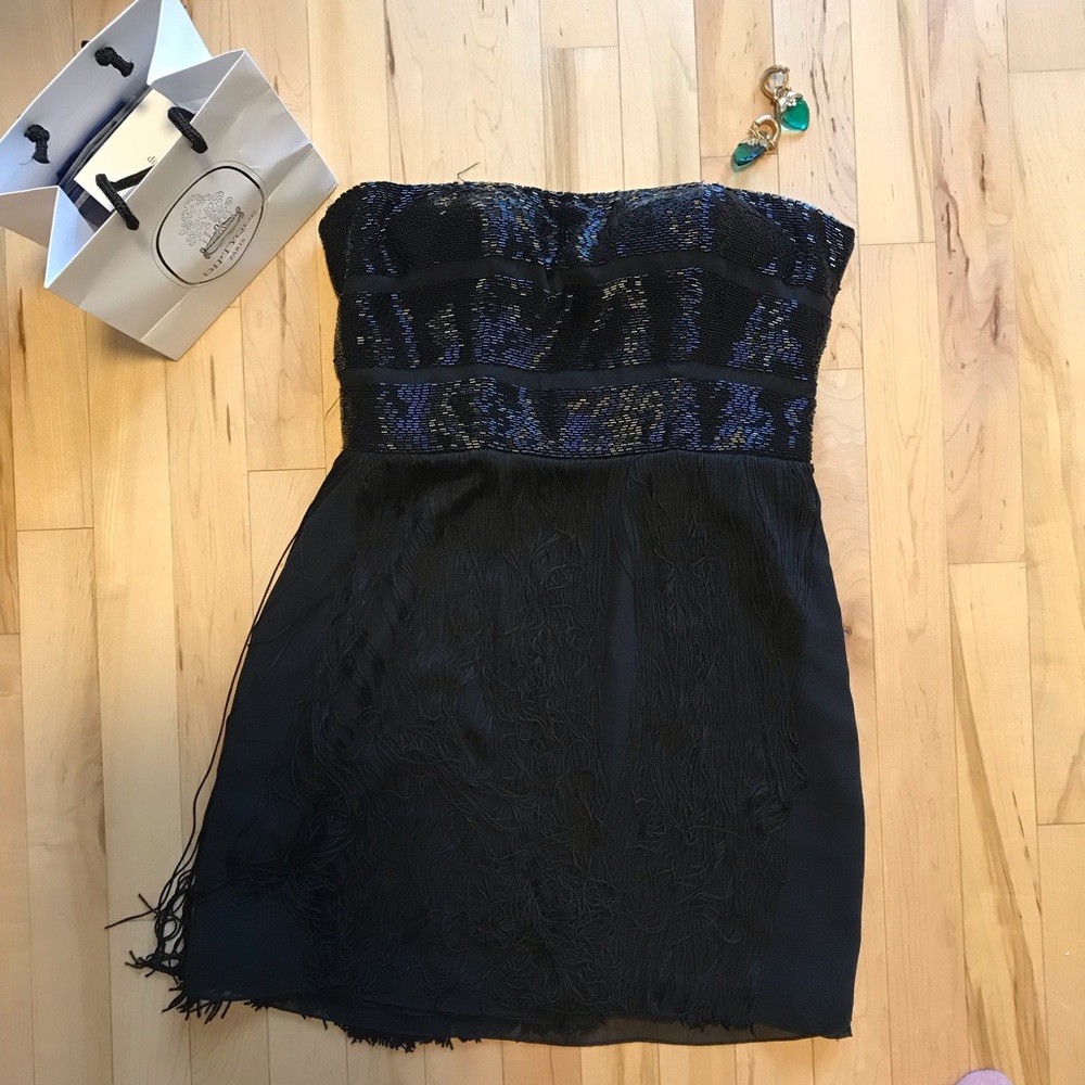 Basix Black Label Black Beaded Dress with Fringe 🖤